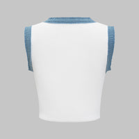 Knit Textured Button Patchwork Tank Top