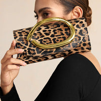 Metallic Faux Leather Clutch Bag