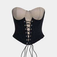 Contrast Tie-Up Corset Tube Top