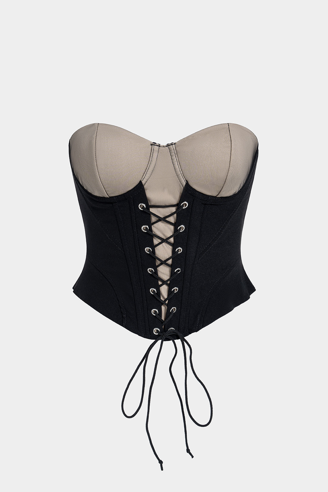 Contrast Tie-Up Corset Tube Top
