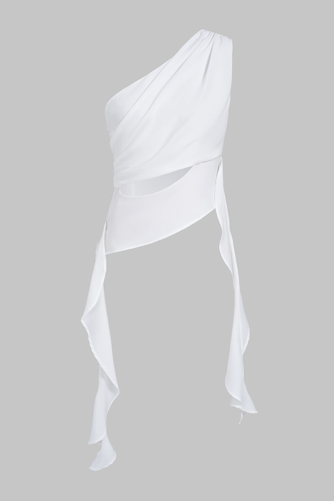 Solid One Shoulder Cut Out Ruched Tank Top