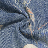 Denim Floral Print High Waist Straight Leg Jeans