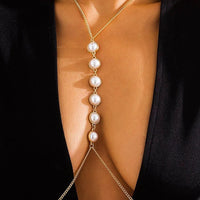 Metallic Pearl Decor Body Chain