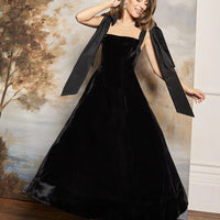 Velvet Strapless Bow Midi Dress