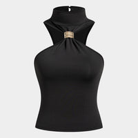 Mock Neck Metallic Tank Top