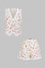 Floral Print Patchwork V-Neck Hollow-Out Shirt And Shorts Set