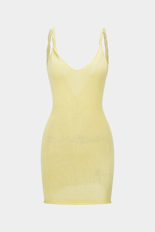 Knit Twist Knot Backless Slip Sleeveless Dress