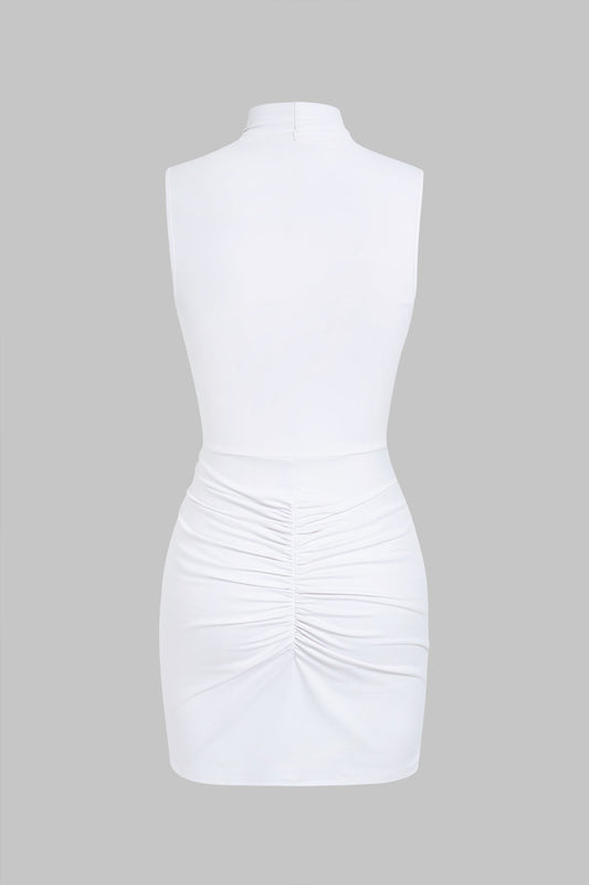 Tie Front V-Neck Cut Out Sleeveless Mini Dress