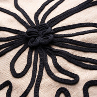 Knit Appliques Mock Neck Long Sleeve Dress