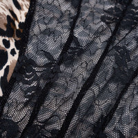 Leopard Print Sheer Lace Trim Sleeveless Bodysuit