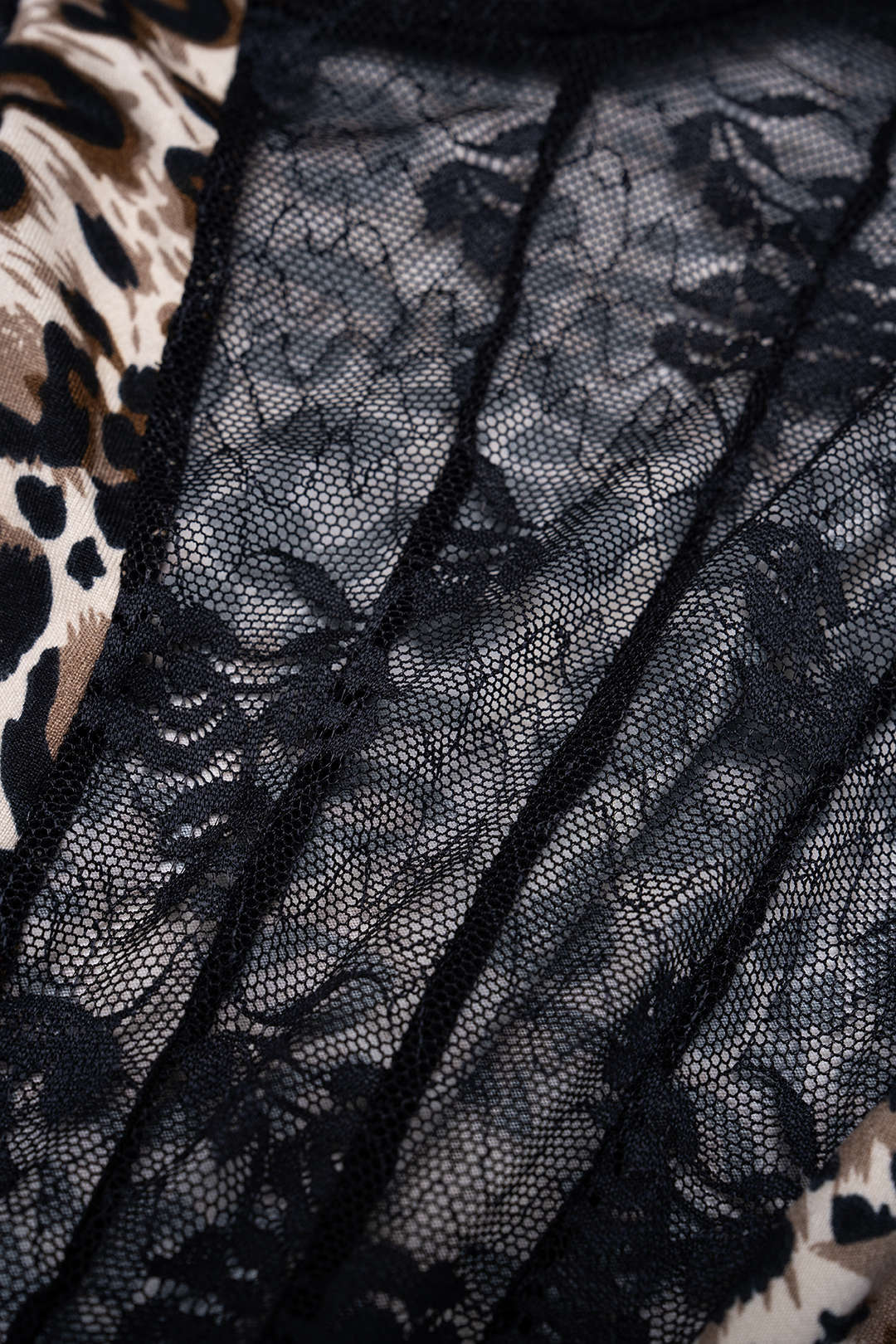 Leopard Print Sheer Lace Trim Sleeveless Bodysuit