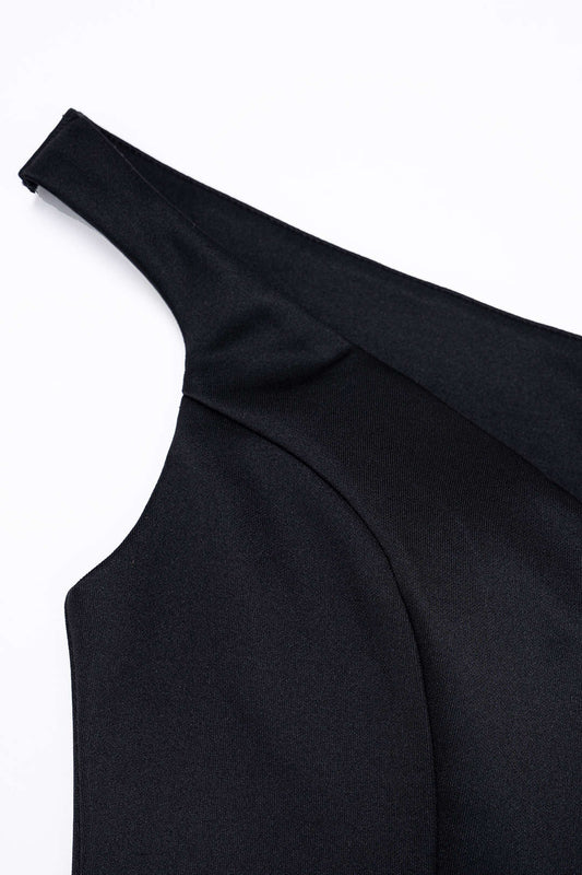 Solid V-Neck Ruched Sleeveless Mini Dress