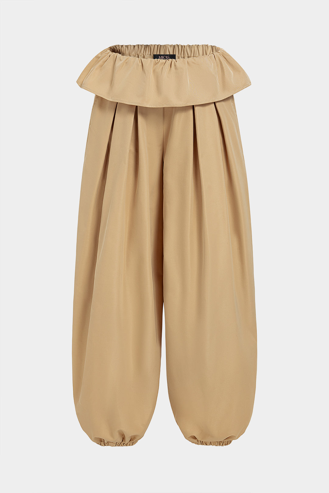 Solid Ruched Balloon Pants