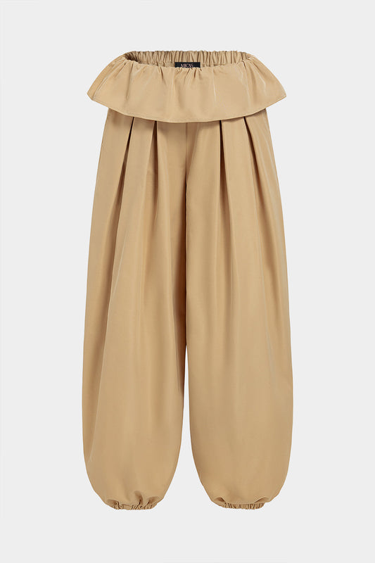 Solid Ruched Balloon Pants