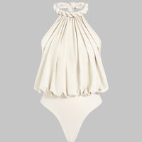 Halter Neck Twist Knot Tie Back Sleeveless Bodysuit