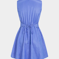 Stripes Print Crossed Lapel Mini Skirt