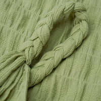 Textured One Shoulder Twist Knot Mini Dress