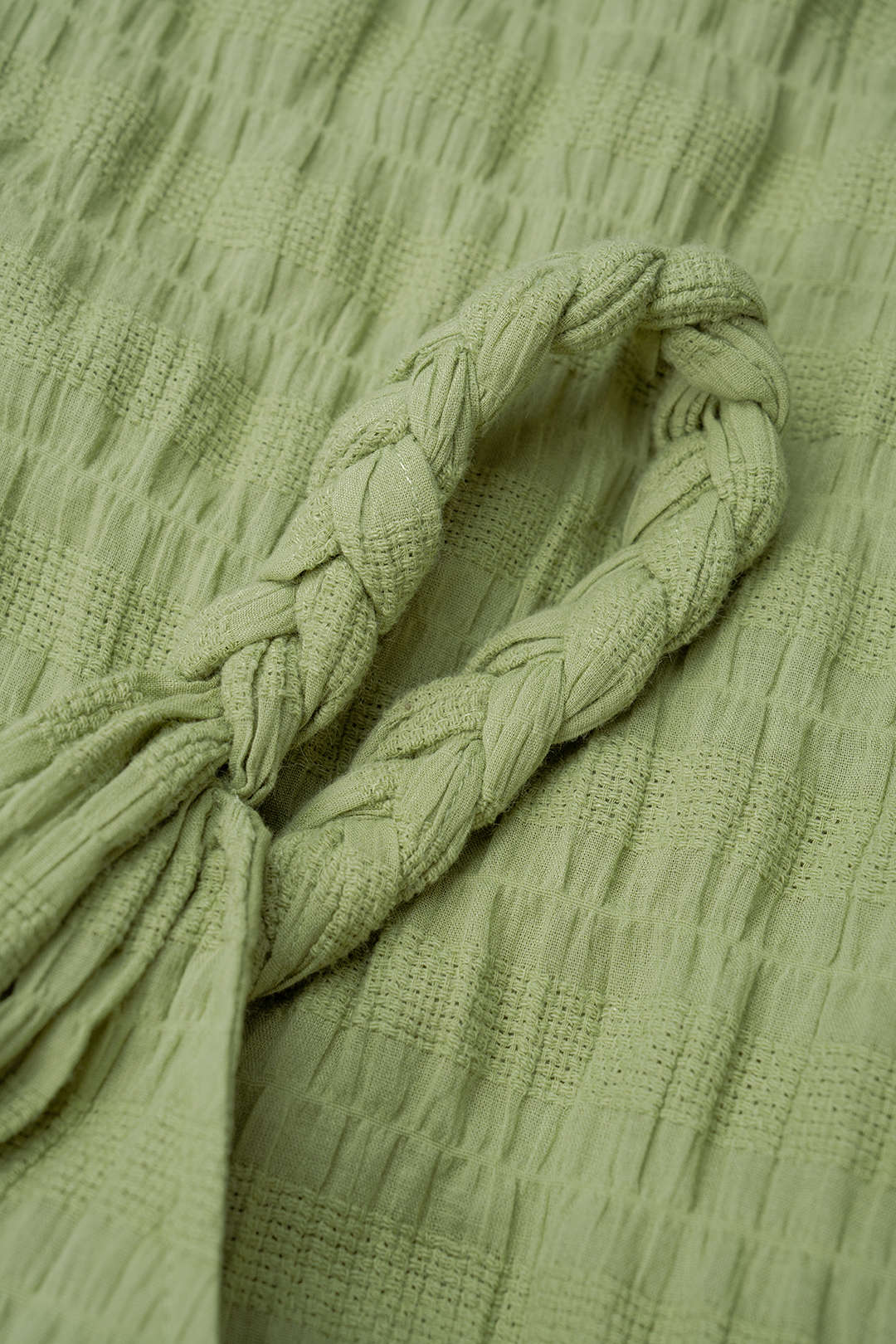 Textured One Shoulder Twist Knot Mini Dress