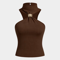 Mock Neck Metallic Tank Top
