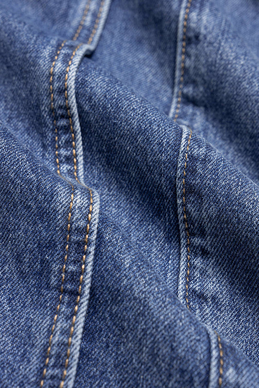 Denim Belted Straight Leg Jeans
