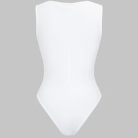 Solid V-Neck Cut Out Ruched Sleeveless Bodysuit