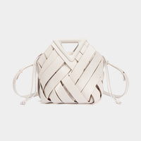Faux Leather Woven Tote Bag