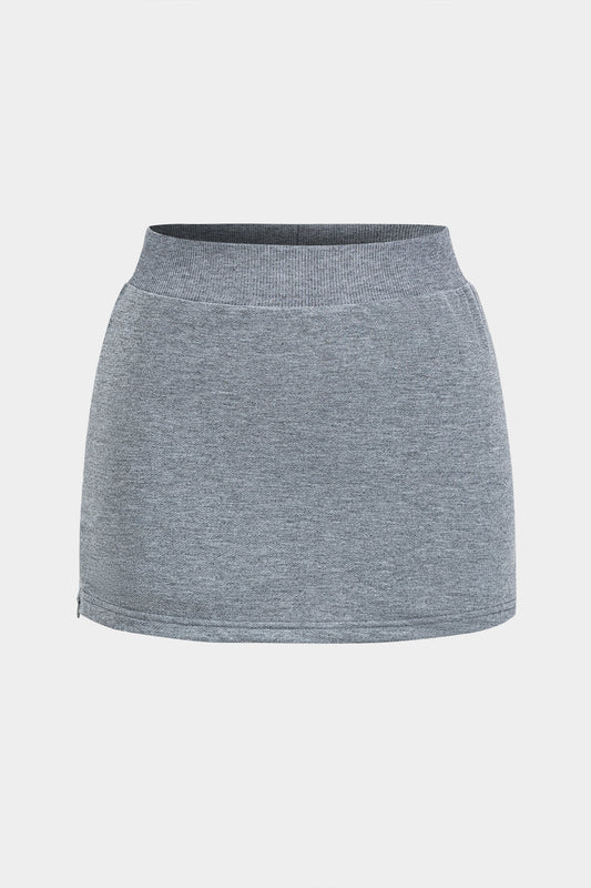 Conjunto de falda y top de manga larga asimétrico básico