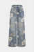 Denim Floral Print High Waist Straight Leg Jeans