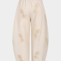 Embroidery Drawstring Wide Leg Pants