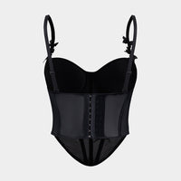 3D Flower Appliques Sheer Mesh Corset Backless Cami Top