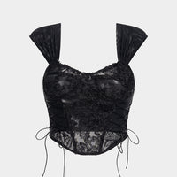 Mesh Tie-Up Smocked Tank Top