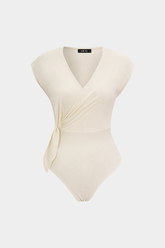V-Neck Tie-Up Short Sleeve Bodysuit