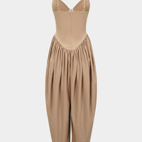 Solid Corset Ruched Slip Sleeveless Jumpsuit