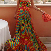 Elegant Personalized Painted Print A-Line Maxi Dress