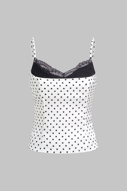 Lace Trim Patchwork Slip Cami Top