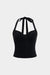 Halter Neck Tie-Up Ruched Zipper Cami Top