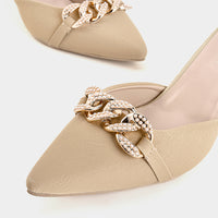 Leather Metallic Heels