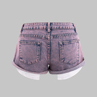 Denim Asymmetrical Ripped Pocket Shorts