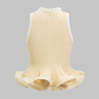 Knit Contrast Ruffle Ribbed Tank Top