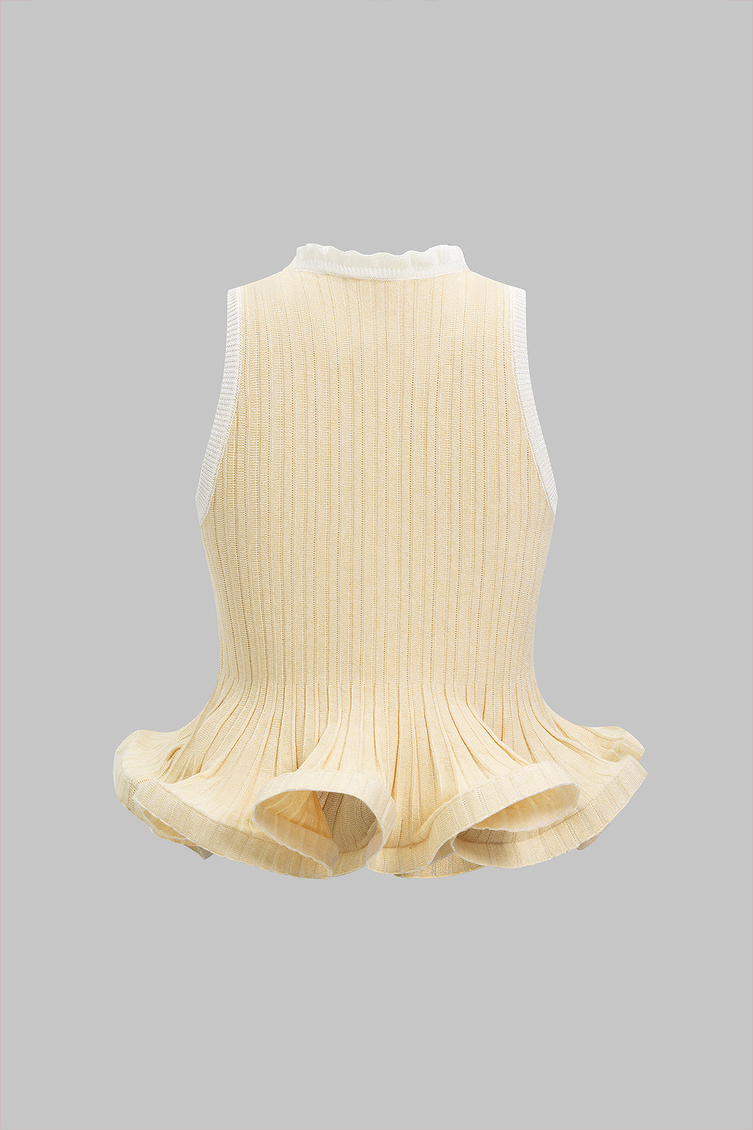 Knit Contrast Ruffle Ribbed Tank Top