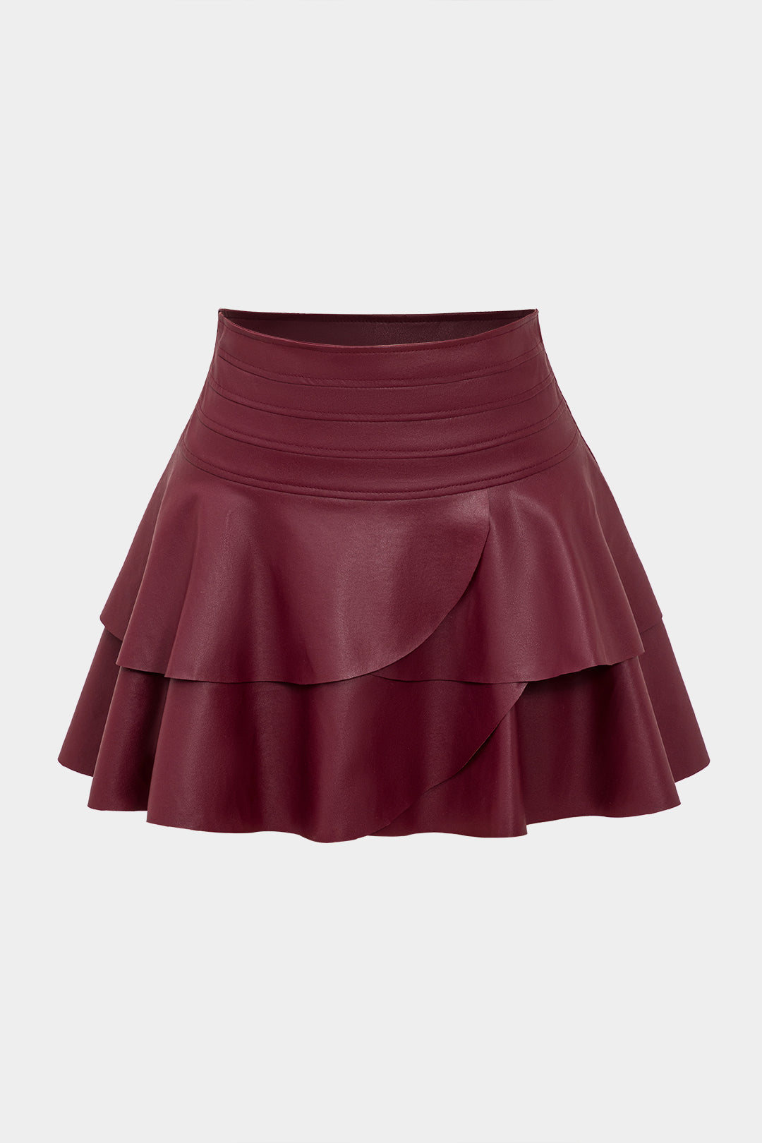 Solid Faux Leather Asymmetrical Skirt