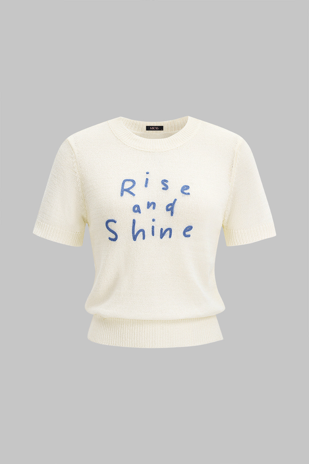 Knit Embroidery Round Neck Short Sleeve Top