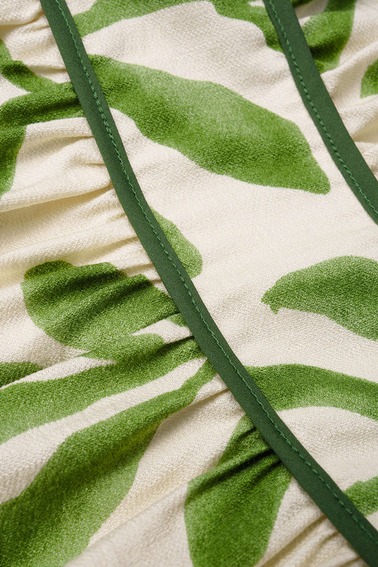 Leaves Print Slip Sleeveless Maxi Dress