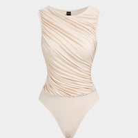 Round Neck Ruched Sleeveless Bodysuit