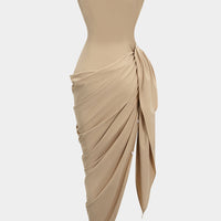 Asymmetrical Ruched Strappy Tank Sleeveless Maxi Dress