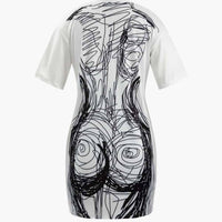 Abstract Line Print Short Sleeve Mini Dress