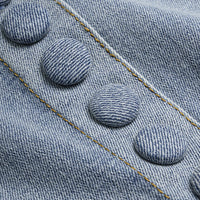 Denim Belted Button High Waist Skirt