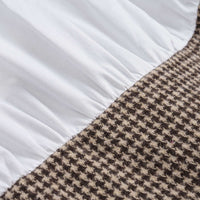Houndstooth Print Patchwork Pleated High Waist Long-Sleeve Mini Dress