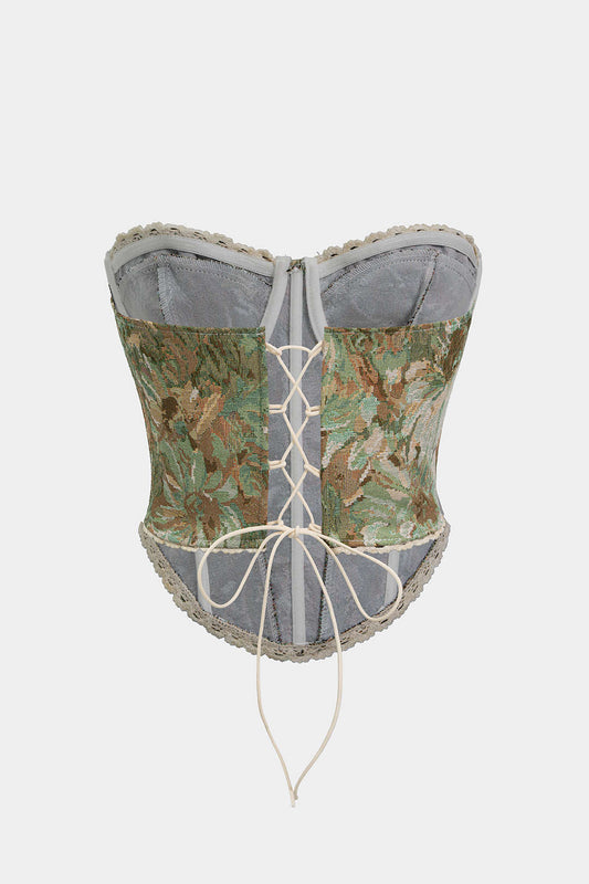 Floral Print Tie Back Corset Tube Top
