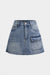 Denim High Waist Pocket Wide Leg Skirt